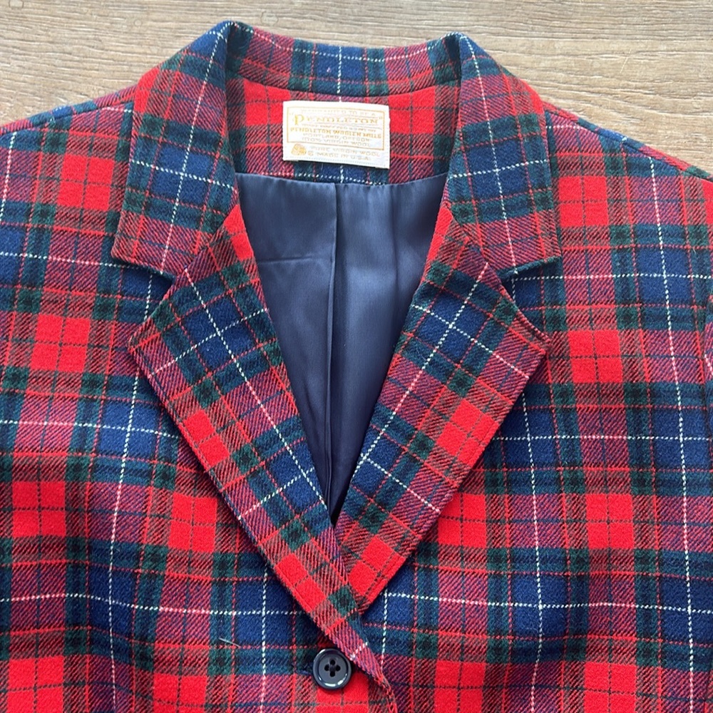 Vintage Three Button Pendleton Plaid Blazer - image 4